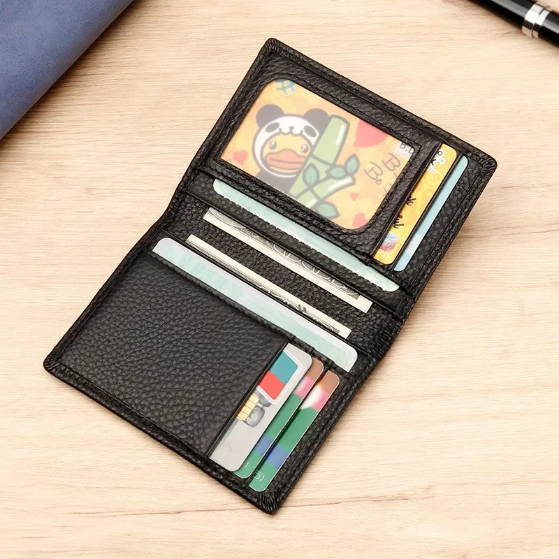 Bifold RFID Card Wallet for Men Genuine Leather Slim Business ID Card Case Thin Male Organizer Men Credit Card Holder Wallets 250208
