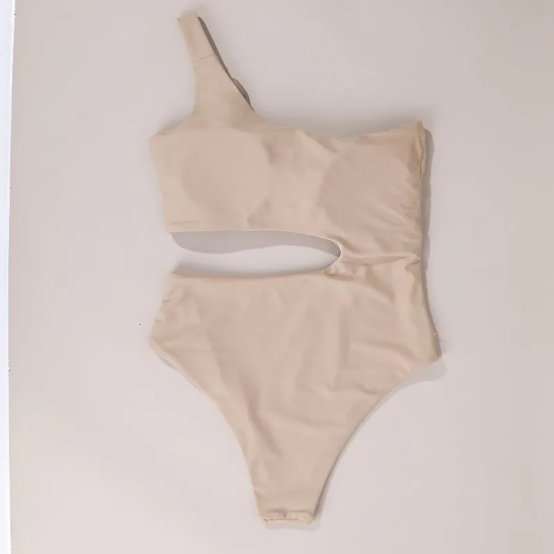 Summer Jumpsuit Women Sexy Solid Single Shoulder Strap High Waisted Swimsuit Tight Fitting Backless Swimsuit 250113