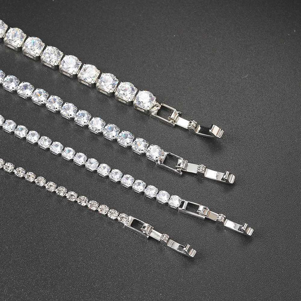 Hip Hop Iced Out 3/4/5mm Crystal Tennis Bracelet for Men Homme Trendy Punk Zirconia Mens Chain on The Hand Streetwear Jewelry Y250208