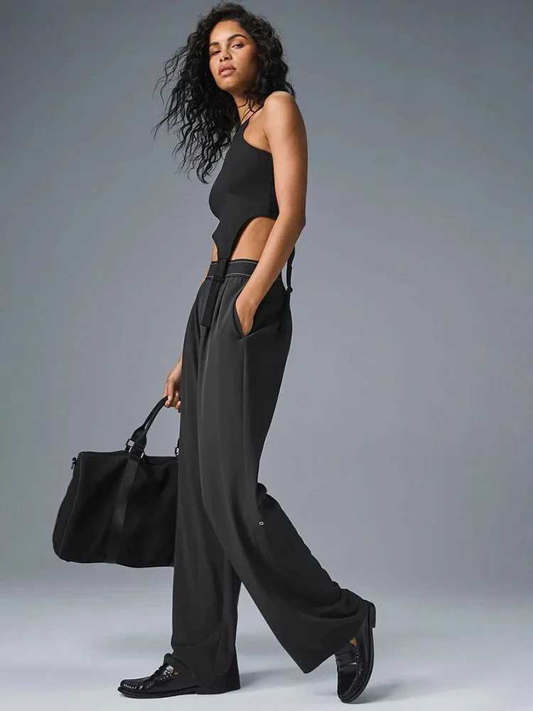 Yoga Outfit 2025 Pants Suit Up Trouser Sports Womens High Waisted Straight Leg Wide Casual Outdoor Comfortable Versatile H250207