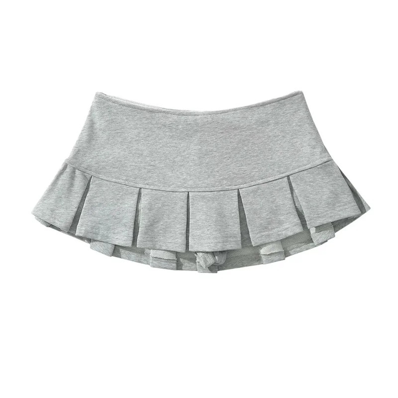 Xpqbb Fashion Low Waist Mini Skirt Women 2024 Vintage Side Zip A Line Y2K Short Skirts Female Sexy Girls Pleated 250208Z
