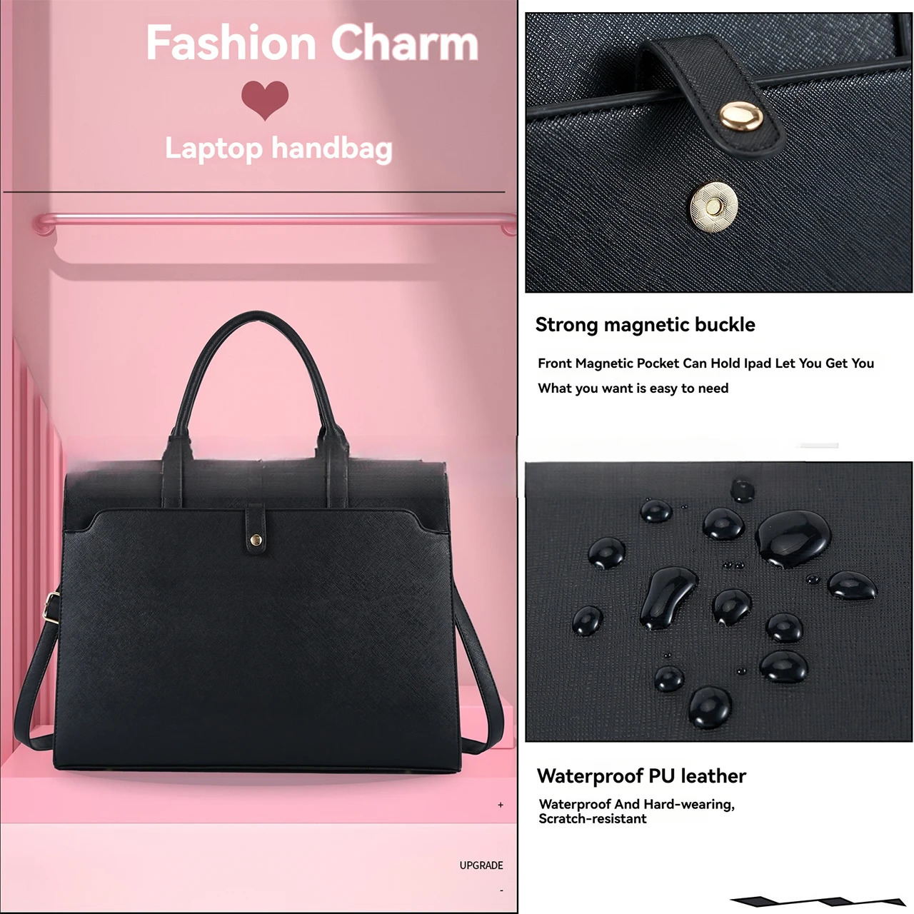 Large Capacity Laptop Bag for Women 15.6 Inch Laptop Tote Bag Leather Work Bag Waterproof Briefcase Business Office Computer Bag 250208