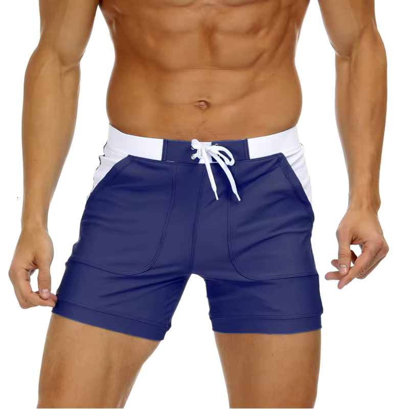 Sports Pants Men's Double-layer Oversized Men's Quarter Square Corner Swimming Pants Casual Solid Color Lace Up Pants Beach Shorts