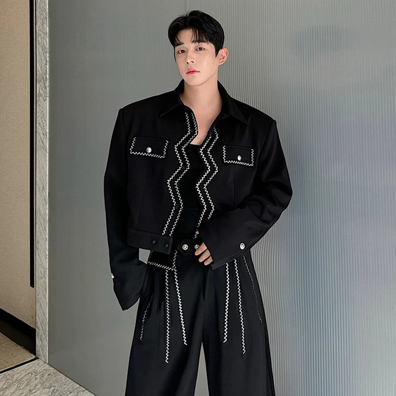 LUZHEN Wave y Short Jacket Set Casual Personalized Handsome Korean Elegance Men Clothing Fashion Pants Two Piece LZ5931 250108