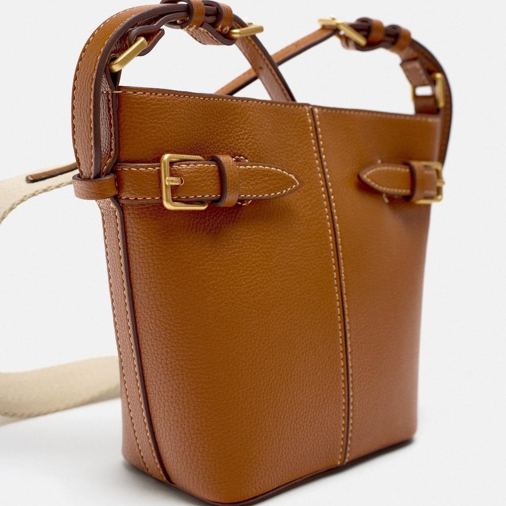 designer bag Spanish women's 2024 new high-end versatile buckle decoration single shoulder crossbody bucket bag