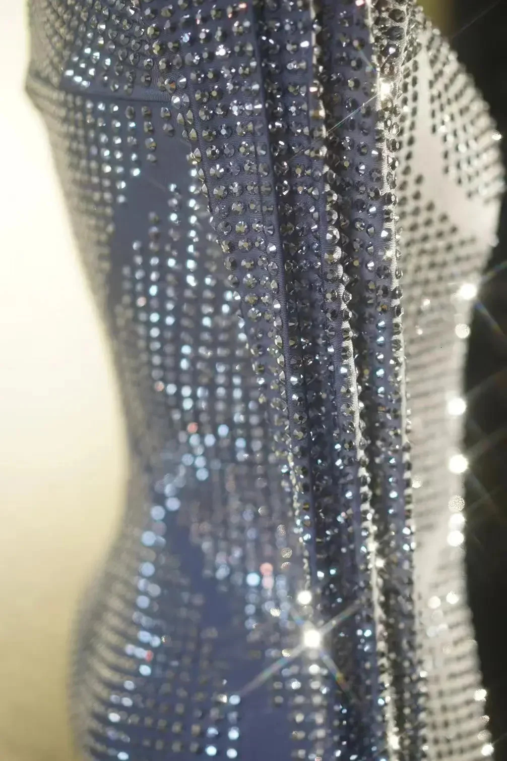 Sparkly Long Sleeve Crystal Rompers Pole Dance Bodycon Bodysuits Stage Performance Wear Women Party Jumpsuits Jingdian 250115