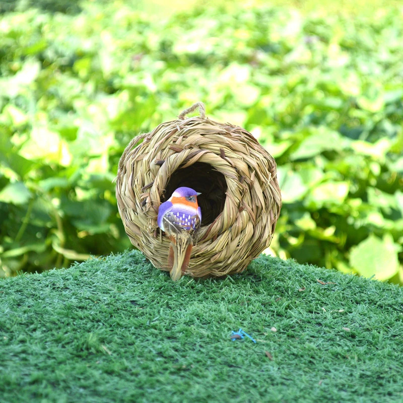 1pc Natural Handmade Straw Bird Nest House Parrot Nest Warm Pet Bedroom Courtyard Small Animal Bird Cages 250207