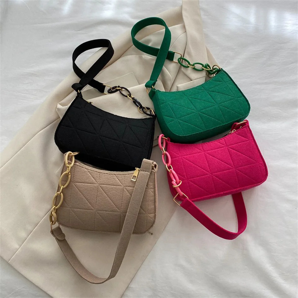 Fashion Womens Shoulder Bag Trend Simple Retro Underarm Felt Tote Handbag 250121