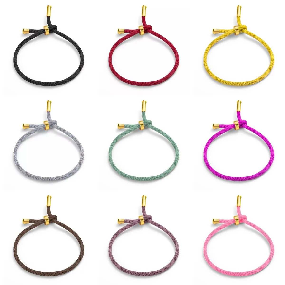 10Pcs Colorful Adjustable Red Rope Chain Bracelet Gold Plated Copper For DIY Jewelry Charms Making Accessories 250221