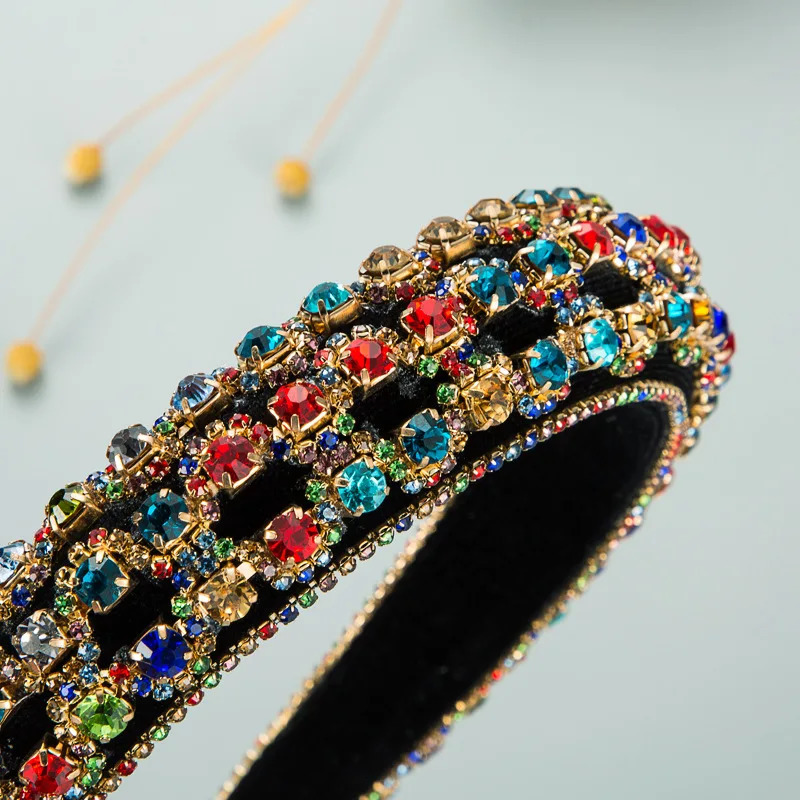 Hand Sewn Baroque Headbands Rhinestones Sponge Padded Hairbands Exquisite Wedding Brided Headpiece 250207