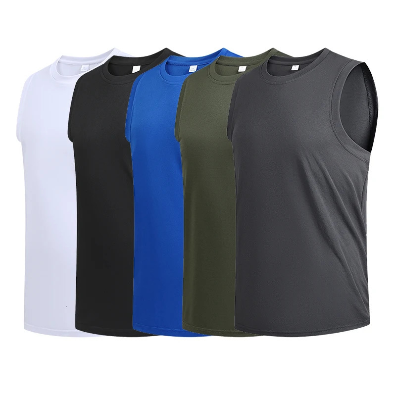 Summer Ice Silk Quick Dry Mens Undershirt Round Neck Sports Leisure Breathable TShirt Loose Solid Color Fitness Clothing 250207
