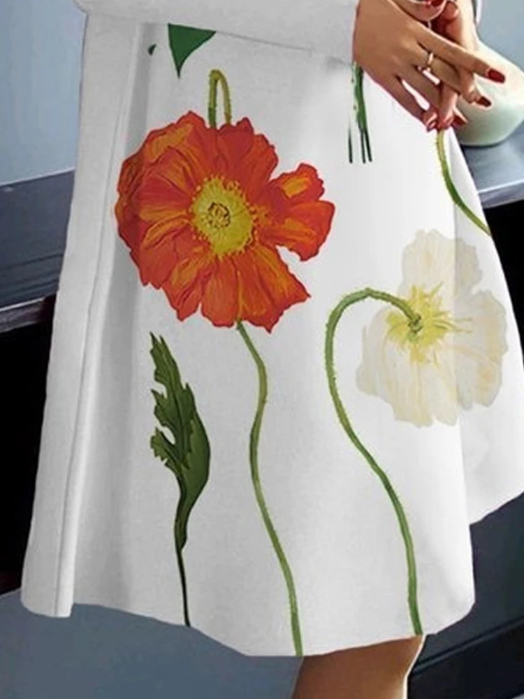 Yeezzi 2024 spring and autumn long sleeved Aline dress for women loose floral print elegant party evening Midi 250207