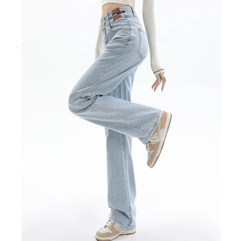 Woman High Waist Thicken Jeans Female Gothic Pants s Fashion Winter Snow Warm Retro Black Blue Grey Thermal Denim Trousers 250206