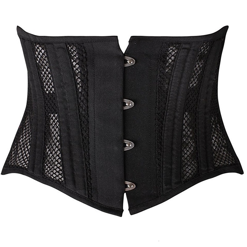 Women Sexy Underbust Corset Gothic Steampunk Bustiers Bride Waist Trainer Body Shaper Steel Boned Breathable Mesh Slimming Belt 250121