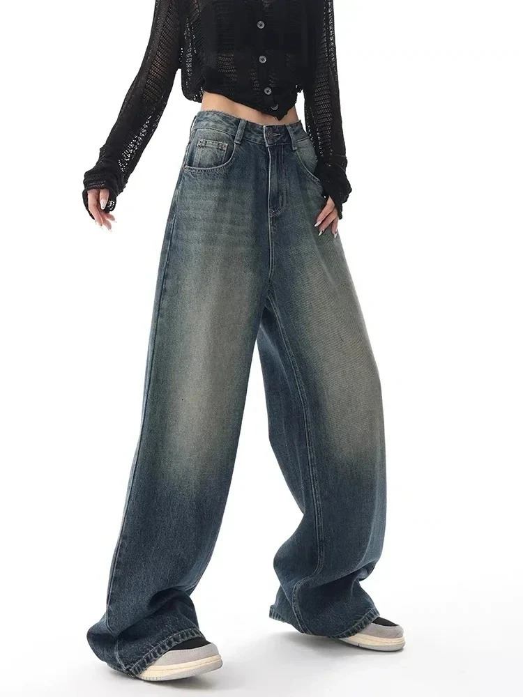 Duomofu Autumn Vintage Loose Simple Casual Female Jeans American Classic High Waist Slim Fashion Distressed S-XL Women Jeans 250206
