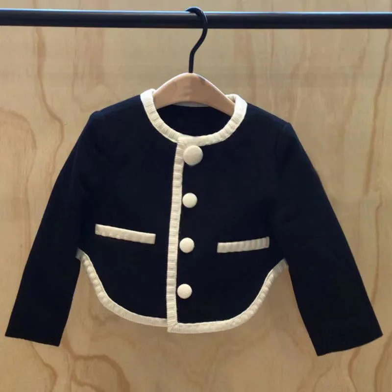 Spring Autumn Korean Children Girl 2PCS Clothes Set Cotton Open Stitch Coat Patched Pleated Skirt Baby Girl Outfit Kid Girl Suit 250114
