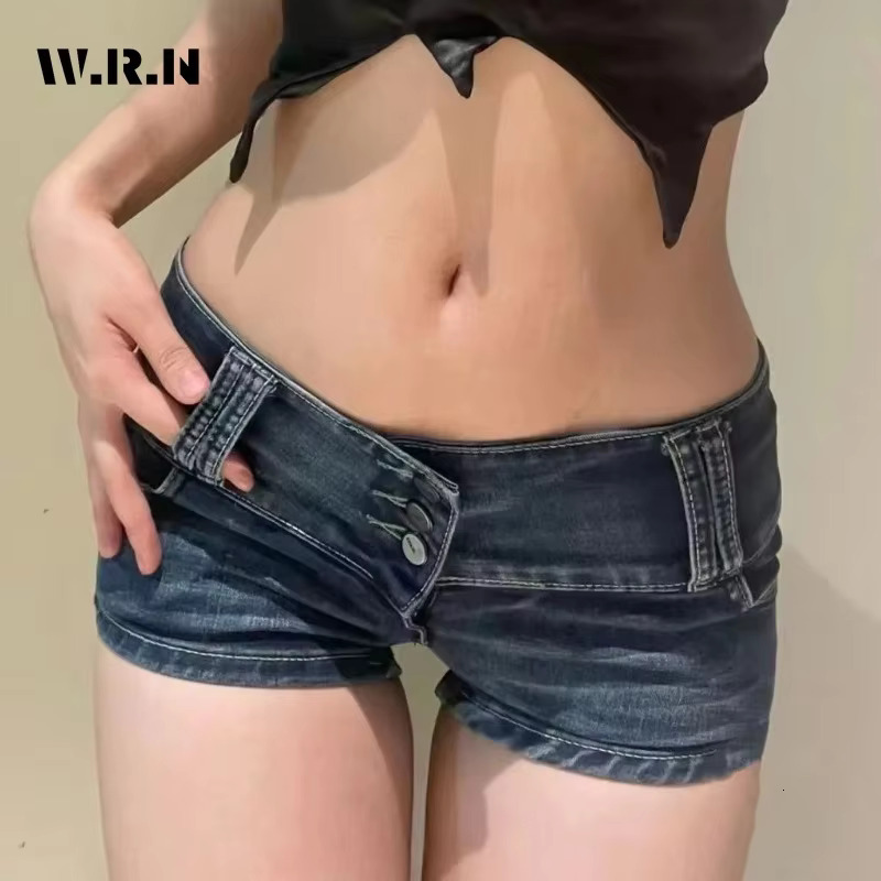 Hotweek 2025 Spring/summer New High Waist 2000S Blue Sheath Women's Fashion Cowboy Casual Sexy Slimming Cowboy Shorts Y2K Street Haruku Ultra Sho