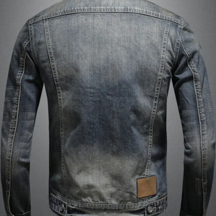 Spring and Autumn Denim Jacket Men Boutique Zipper Fashion Turn Down Collar Mens Clothes Casual Slim Cowboy Coat 250207
