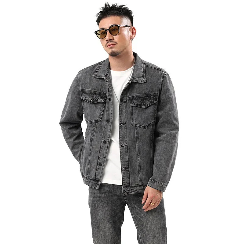 Jackets Men Denim Coats Turn Down Collar Full Sleeve Jacket Single Breasted Coat Casual Regular Simple Autumn Winter 250207