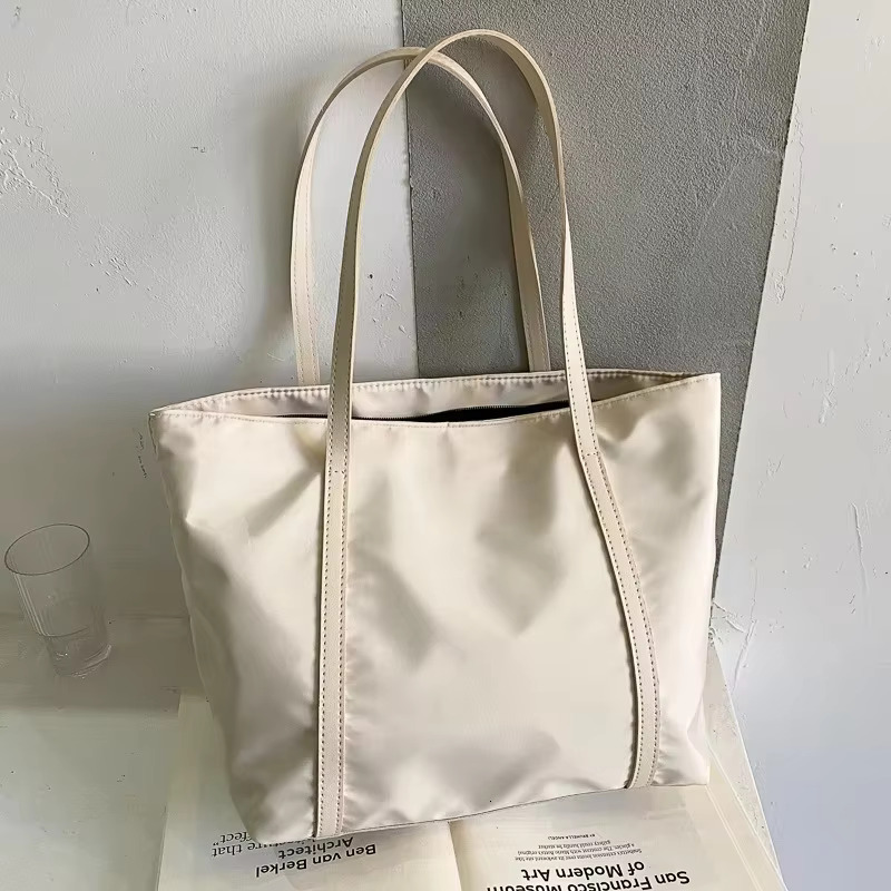 Simple Solid Color Shoulder Bag Handbag Oxford Top-handle Totes Female Large Capacity Shopping Street Zipper Bags for Women swissmilitary
