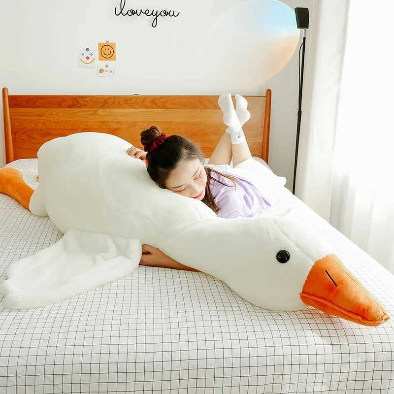 90-190cm Lovely White Throw Plush Toy Big Goose Doll Sleep on Bed Birthday Gift Girl Envio Gratis Stuffed Toys Free shipping