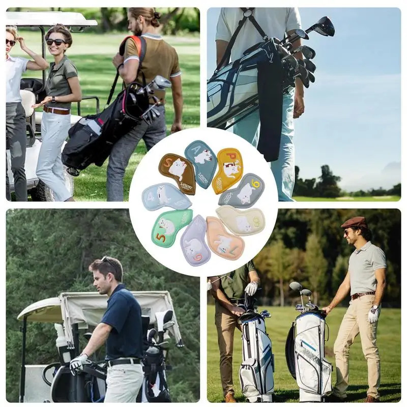 Golf Head Covers Long And Thick Golf Iron Covers Set Of 9 Iron Covers For Golf Clubs With Cute Cat Image Gift For Colleagues 250207