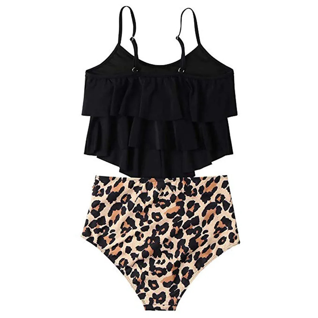 Women High Waisted Tankinis Set 2 Piece Swimsuits Ruffle Spaghetti Strap Swimwear Sexy Bikini Summer Beach Wear Bathing Suit 250206