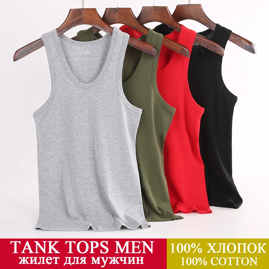 Tank Tops Men 2024 Summer 100 Cotton Cool Fitness Vest Sleeveless Gym Slim Colorful Casual Undershirt Male 7 Colors 1PCS 250207