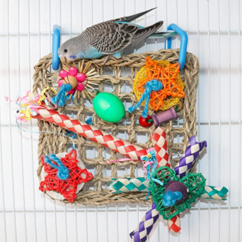 Parrot gnawing toy bird supplies grass net colorful woven tube loofah grass silk paper silk gnawing toy climbing