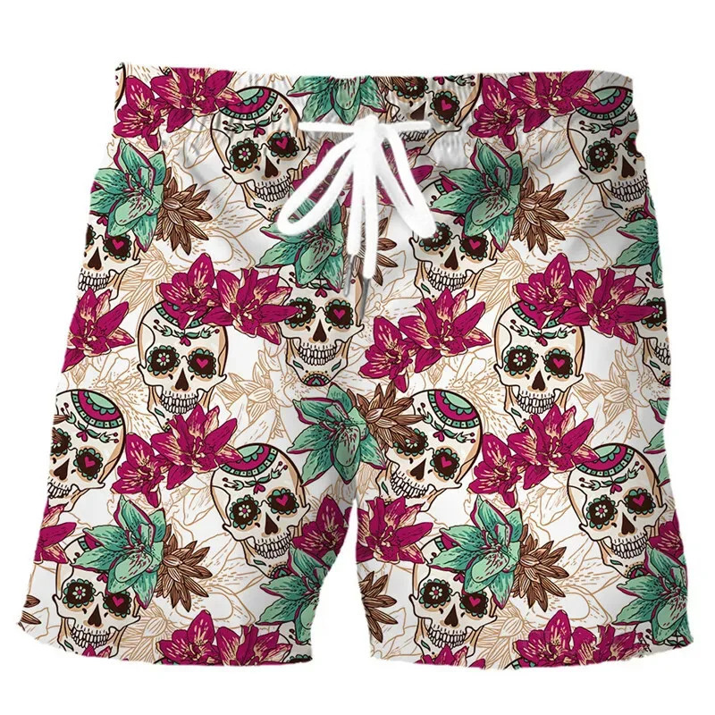 Summer Fashion Skull Pattern Shorts Casual Mens 3D Printed Beach Surfing and Swimming Outdoor 250208Z