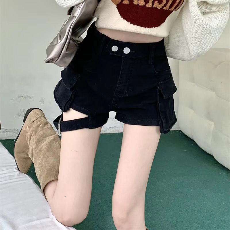 2025 Summer New Work Pants Denim Shorts Designer Women's Retro Y2k Pocket Sexy Girl American Style Gentle High Waist Fashionable Casual Street We