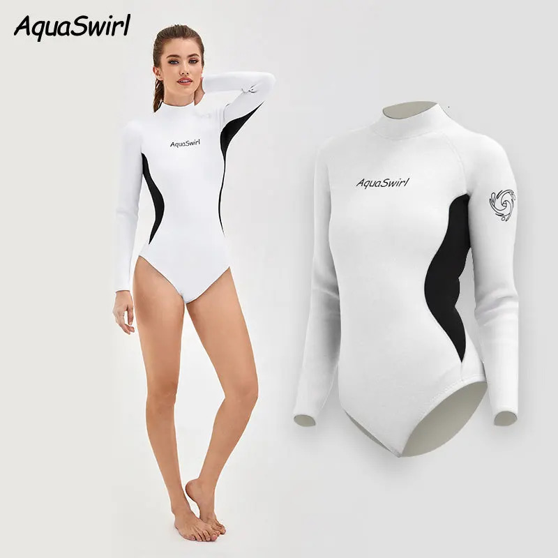 Women 2.5mm Neoprene Snorkeling Wetsuit Long Sleeve Surfing Clothes Anti-cold CR Bikini Swimwear Scuba Dive Free-diving Suit 250121