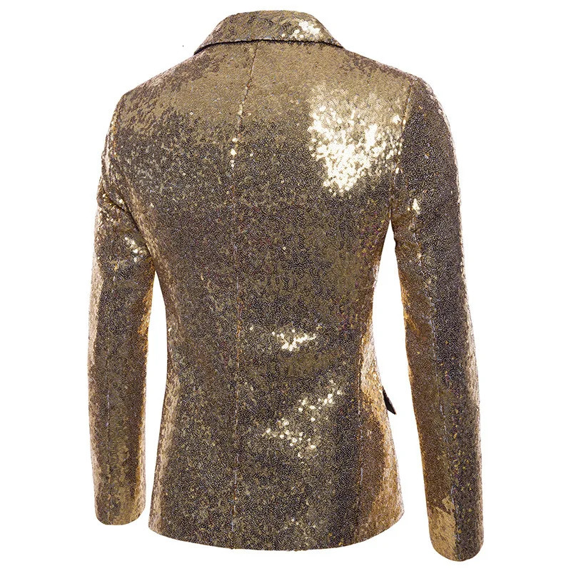 Shiny Gold Sequin Glitter Embellished Blazer Jacket MenNightclub Prom Suit BlazerMale Costume Homme Stage Clothes For Singers 250208Z
