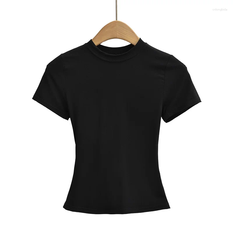 Womens T Shirts 2025 High Quality Casual Shirt Sexy Slim Short Sleeves Fashion Trend Solid Women Clothing Tops
