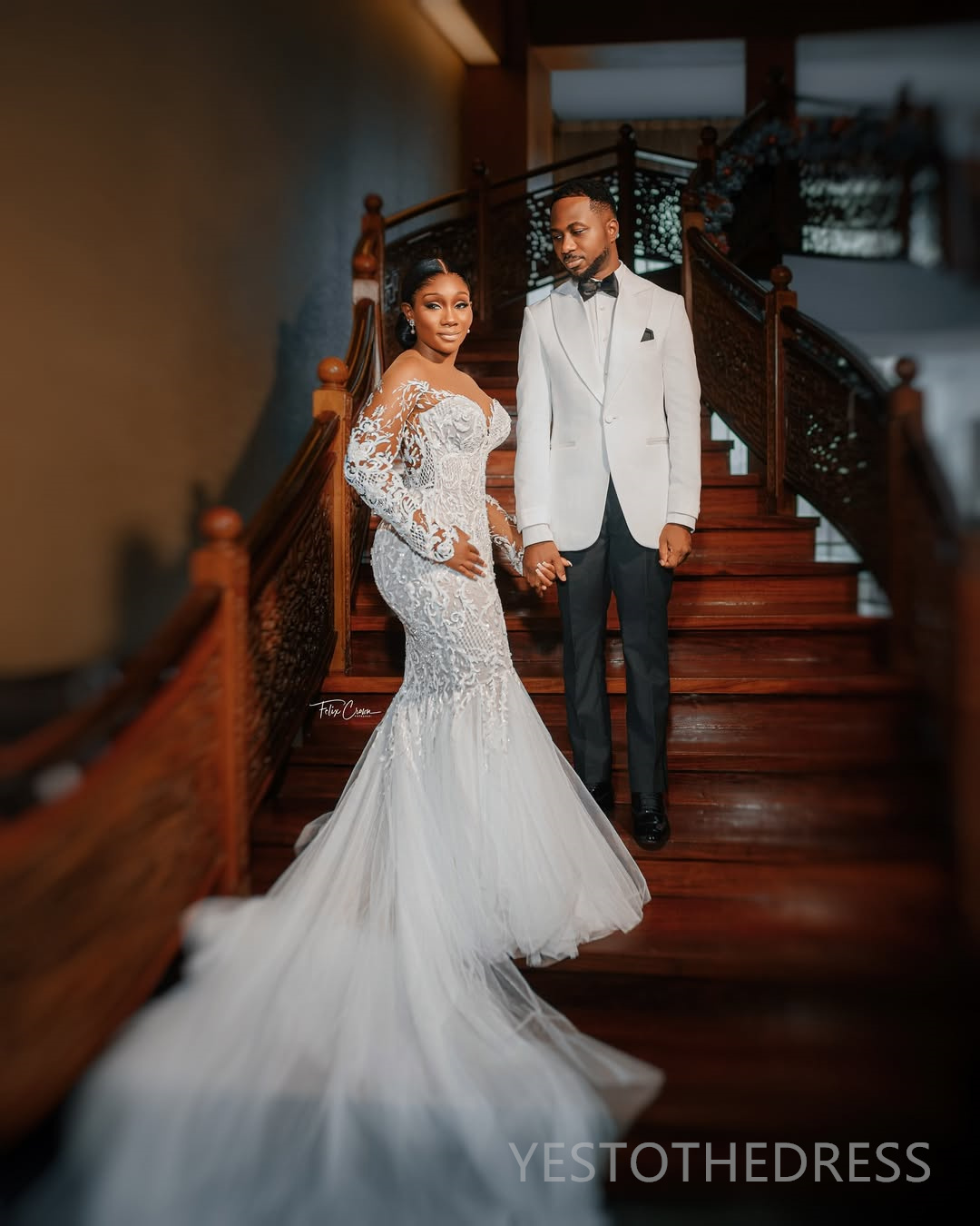 2025 Plus Size Aso Ebi Mermaid Wedding Dress Bridal Gowns Illusion Sheer Neck Long Sleeves Beaded Lace Tulle Dress For African Arabic Nigeria Black Wo