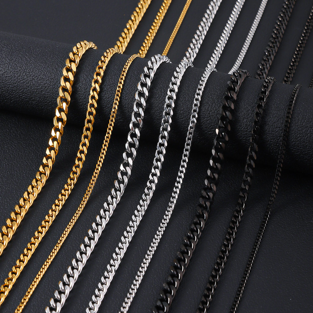 Mens Necklaces NK Curb Link Chains 4/5/6/8mm 18K Gold Plated Stainless Steel Cuban Necklace Women Accessories Fashion Design Hip Hop Punk Jewelry Gift
