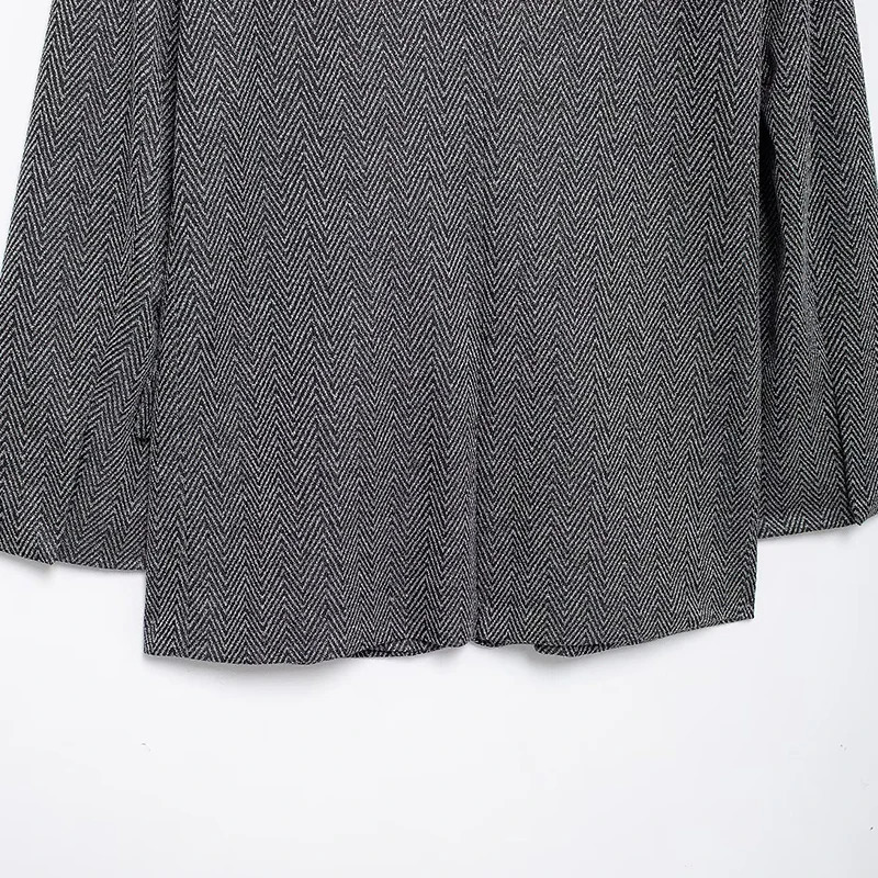 With Hoodies Blazer Womens Jackets Patchwork Outwear Button Long Sleeve Coat Gray Elegant Streetwear 250208