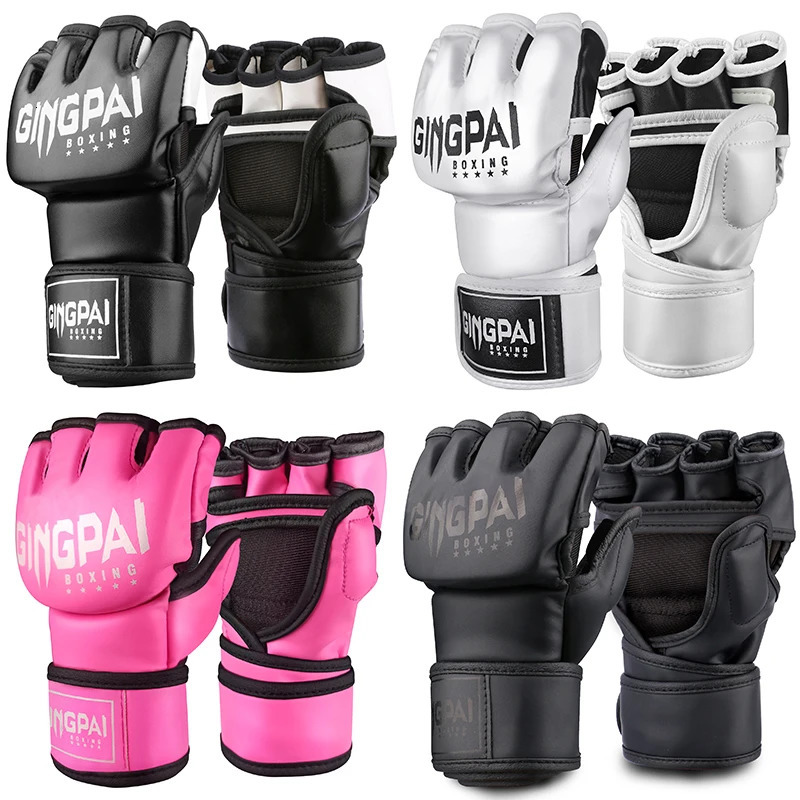 Half Mitts MMA Fighting Kick Boxing GlovesFingerless Punching Heavy Bag with Paddding Gloves for Kickboxing Sparring Muay Thai 250207