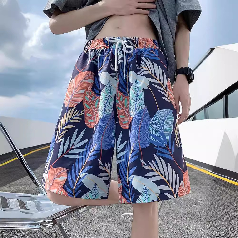 Hawaiian Men's Summer Outdoor Beach Pants Couple Quick Drying Shorts Fashion Designer Ice Silk Pants