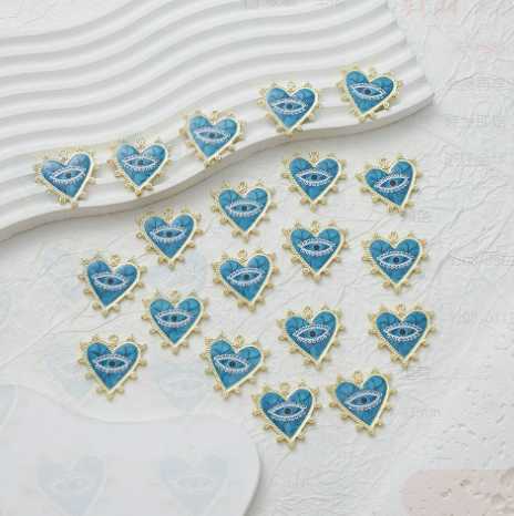 Drop Oil Heart-shaped Pearl Pendant Demon Eyes diy Lucky Blue Eye Earrings Necklace accessory