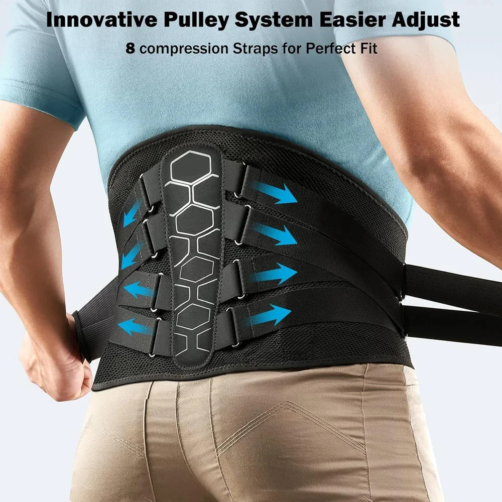 1PCS Back Brace for Lower Pain Relief with Pulley SystemLumbar Support Belt Men Women Lumbar PadErgonomic n 250207