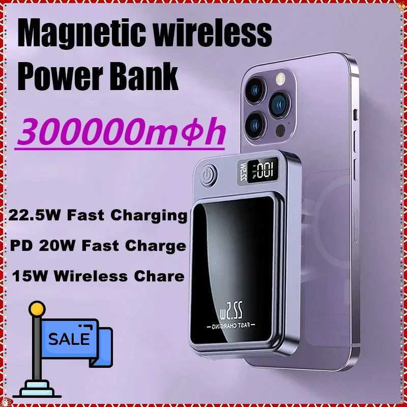 300000mAh Wireless Magnetic Power PD 20W Fast Charging Portable Backup External Battery Power Bank Adapter For iPhone 15 Z250207