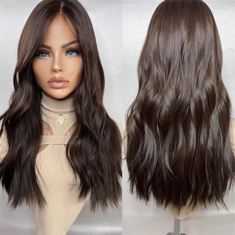 Long Dark Brown Body Wave hd full lace wig Glueless burnetter highlight balayage blonde ash Human Hair Wig With Baby Hair HD Lace European Hair Preplu