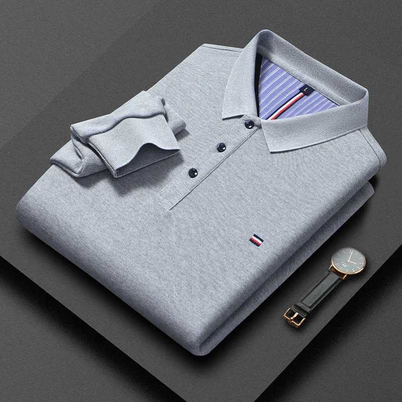 New Business Fashion Plush Polo Shirt Long Sleeve Mens Winter Casual Solid Color Embroidered Collar Thick T-shirt M-4XL LargeT250207
