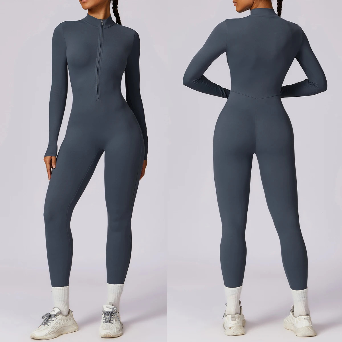 Zipper Jumpsuit Gym Set One Piece Workout Clothes for Women Sportswear Yoga Set Fitness Sport Suit Outfit Long Sleeve Gym Romper 250207