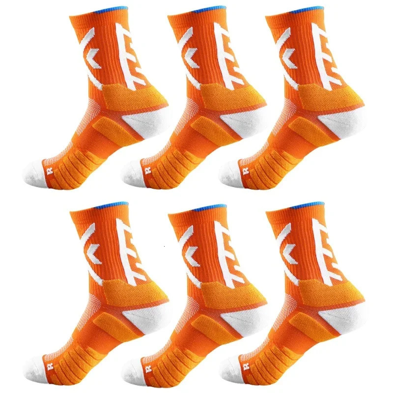 6Pairs/Lot Elite Sport Basketball Socks Compression Running Man Yellow Trend Breathable Long Hiking Damping Athletic Cycling 250118