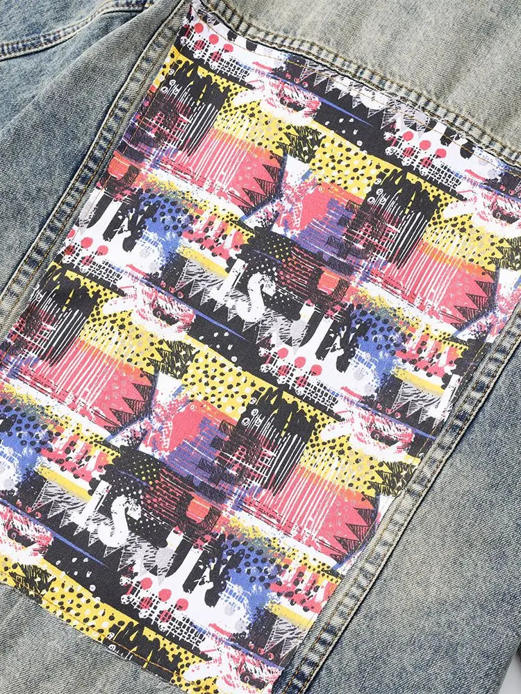 Vintage Loose Denim Jacket Mens Streetwear Fashion American Western Style 250207