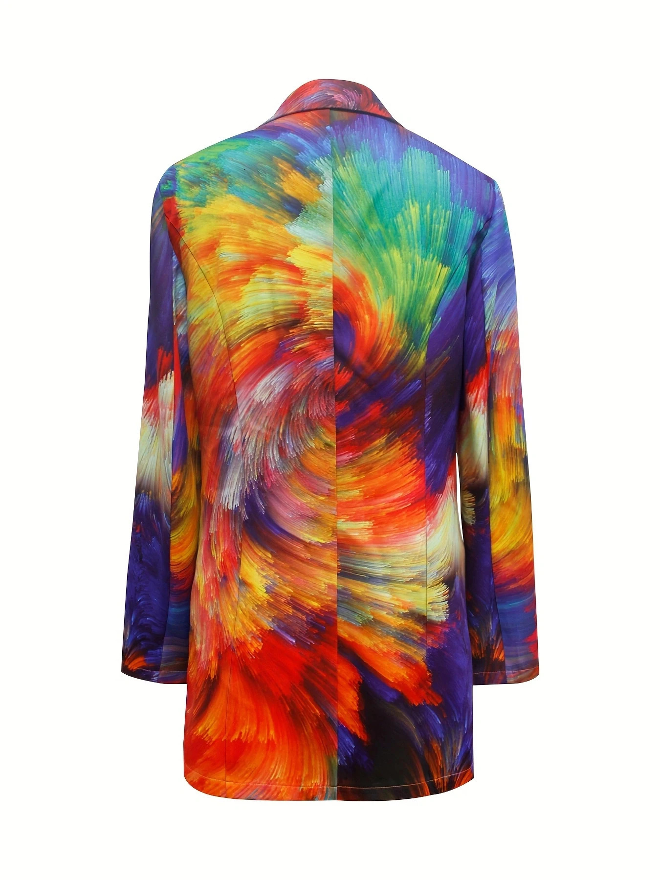 Womens Autumn and Winter Casual Fashion Long Sleeve Lapel Printed Pattern Pocket Commuting Suit Jacket 250207
