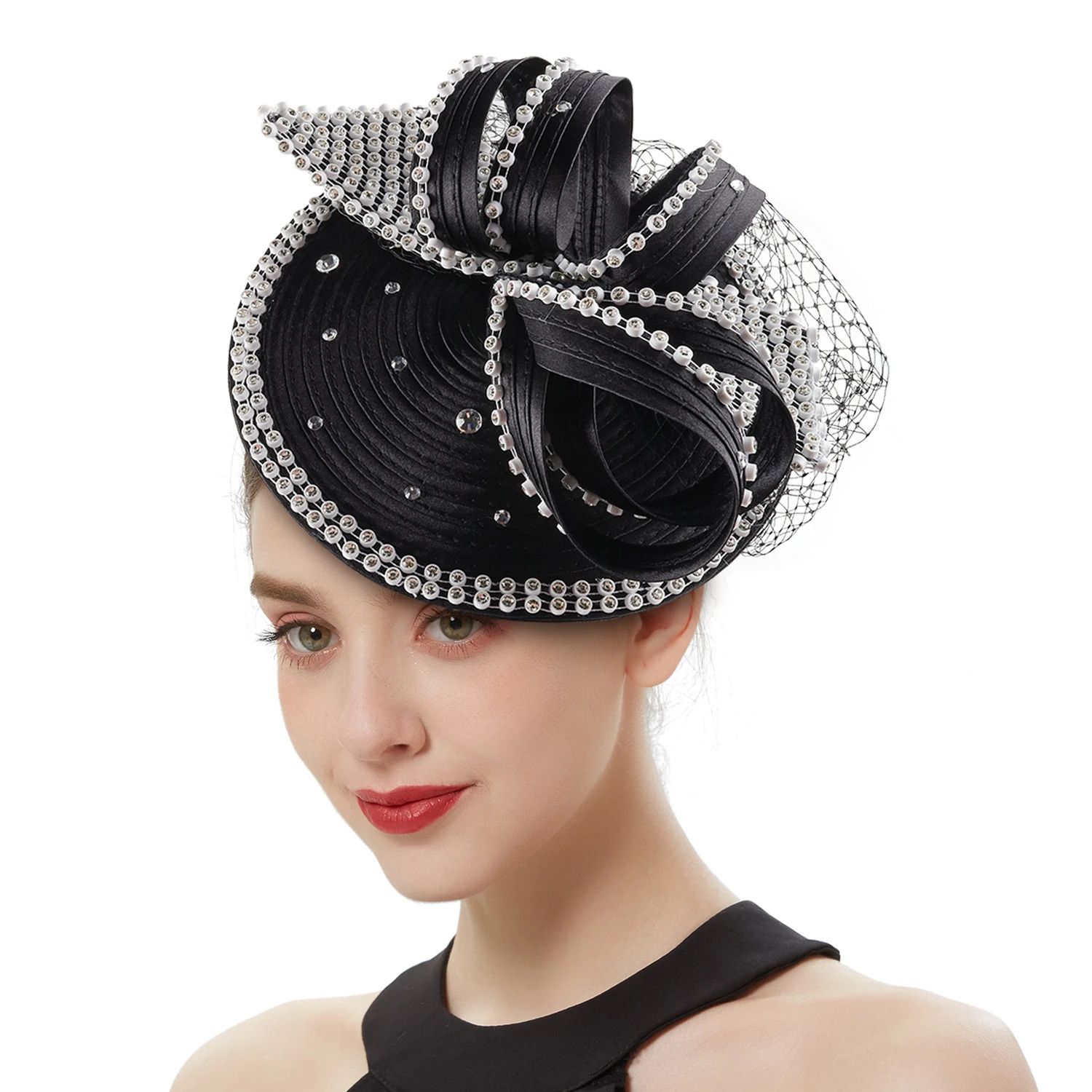Perfect Satin Fascinator Fancy Hair Accessories Multicolour Derby Hats Tea Party Hat Feather Headdress with Veil Female 250207