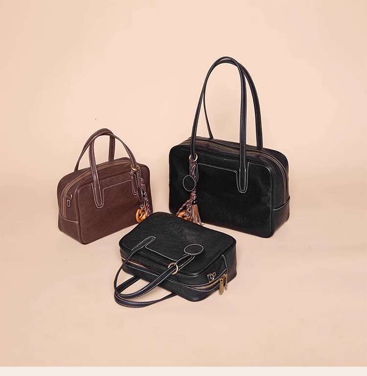 Women's Bags Sugar Bowling New Tanning Leather Handheld Single Shoulder Underarm for Women Crossbody Small Square Bag